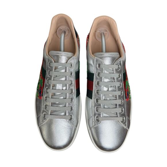 Gucci Ace Sneakers Silver Dragon Leather Size 7 Men / 8.5 Women Unisex Italy main image 12